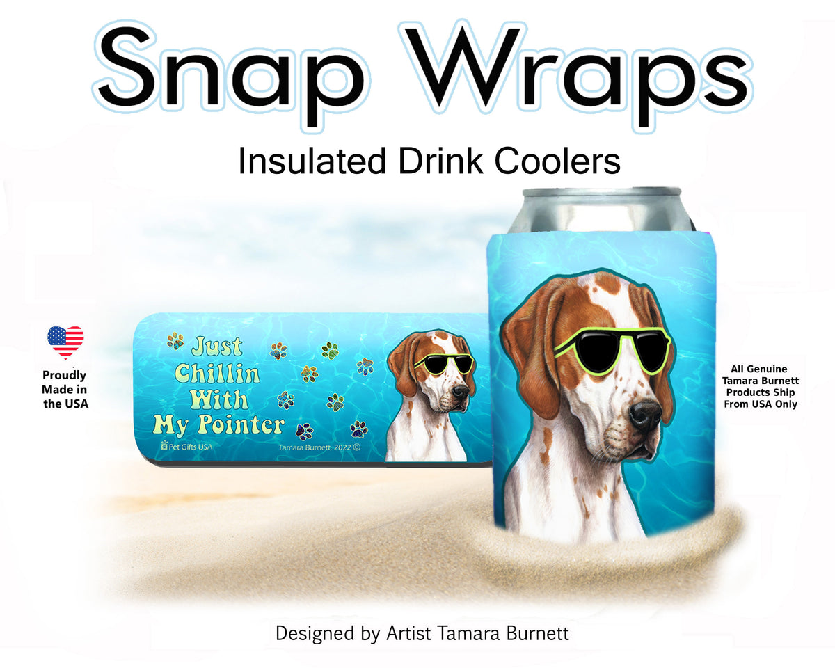 English Pointer Red and White Snap Wrap Cozy