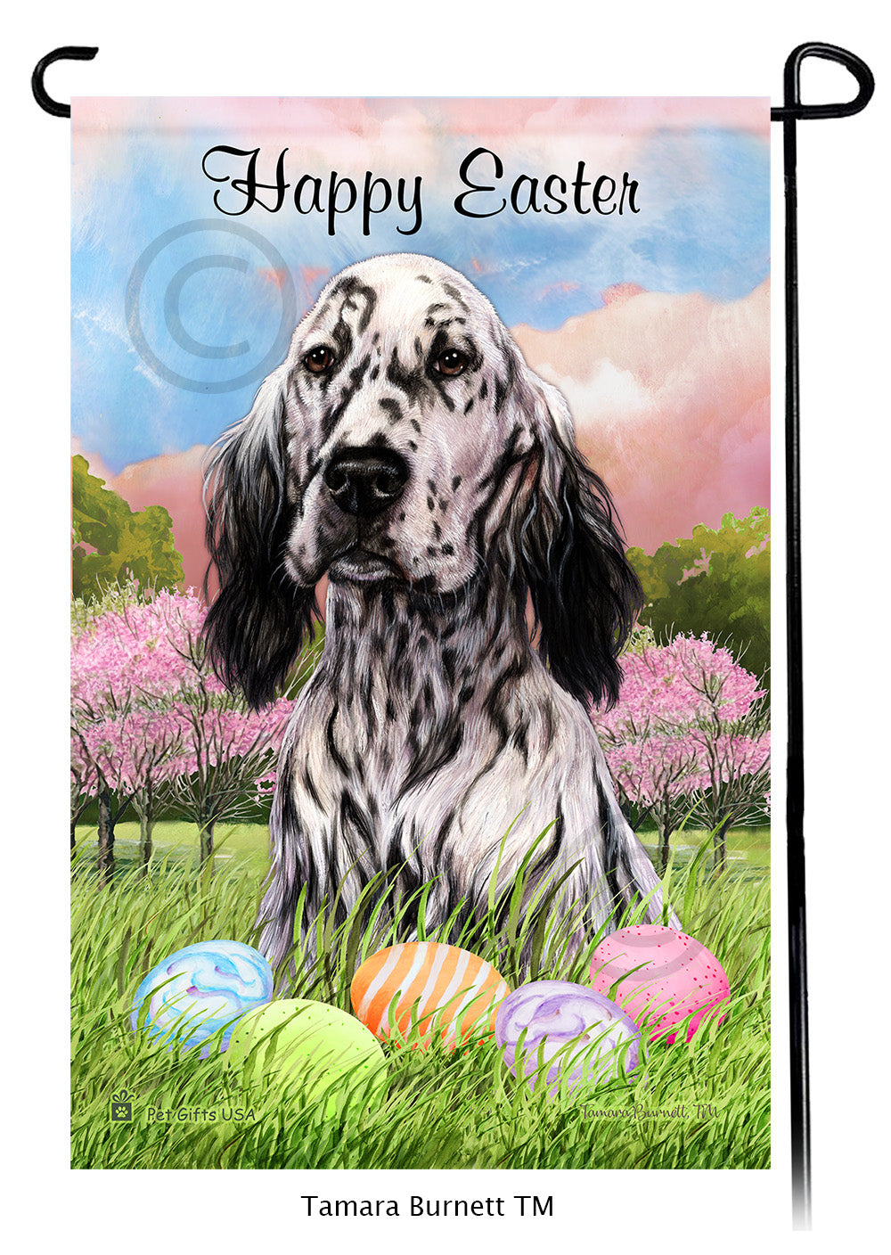 English Setter Happy Easter Garden Flags