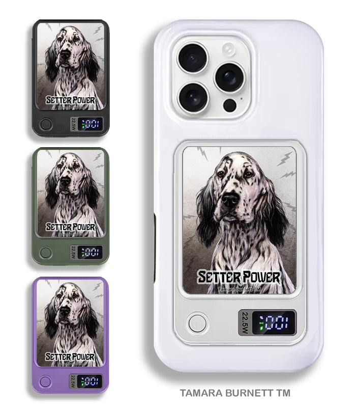English Setter Black and White Phone Bank Wireless Charger