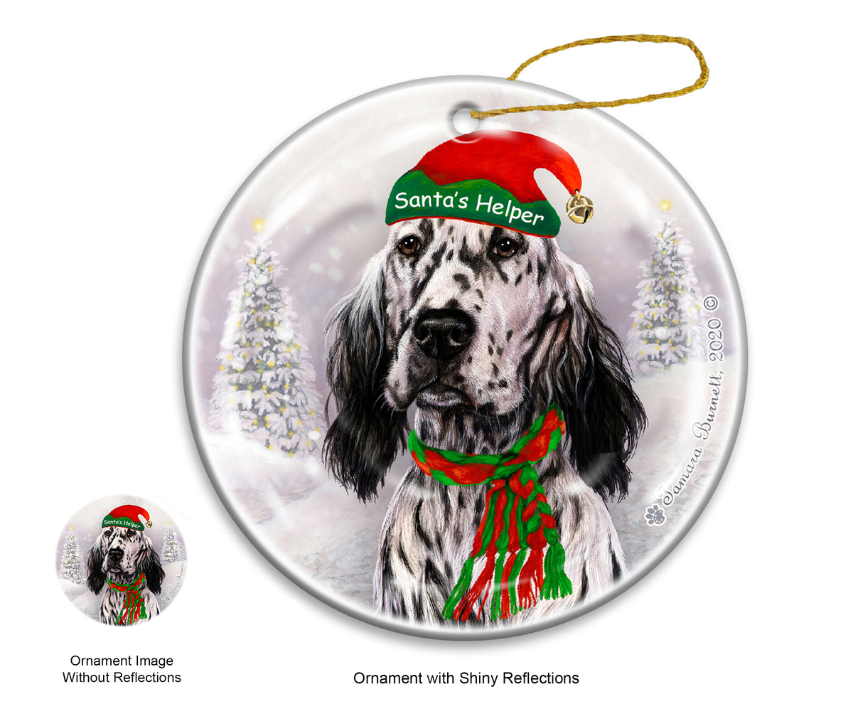 English Setter - Santa's Helper Ornament