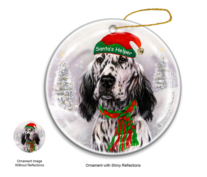 English Setter - Santa's Helper Ornament