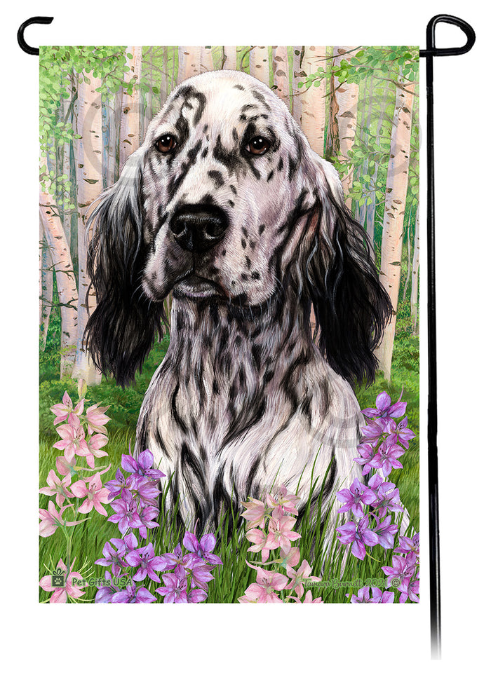English Setter Spring Flowers Garden Flags