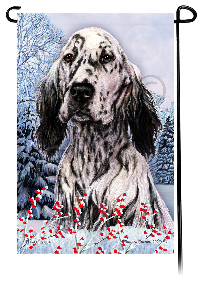English Setter Winterberries Garden Flags