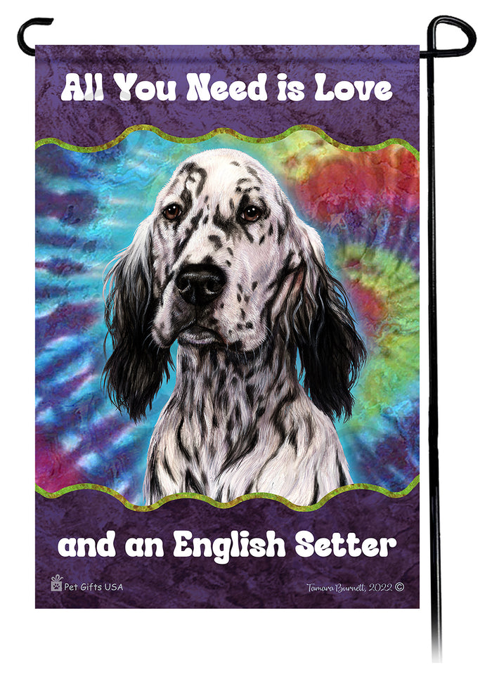 English Setter All You Need Is Love Garden Flags