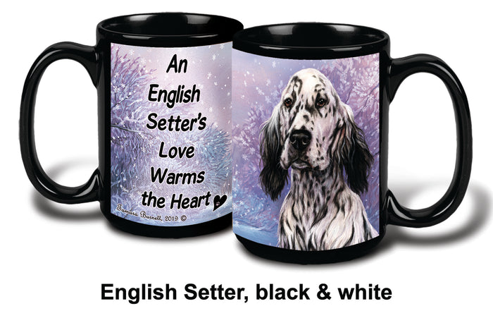 English Setter Blk & Wht Winter Mug 15 oz