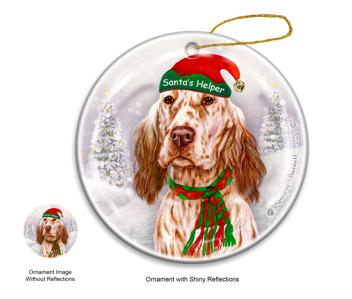 English Setter Orange Ornament
