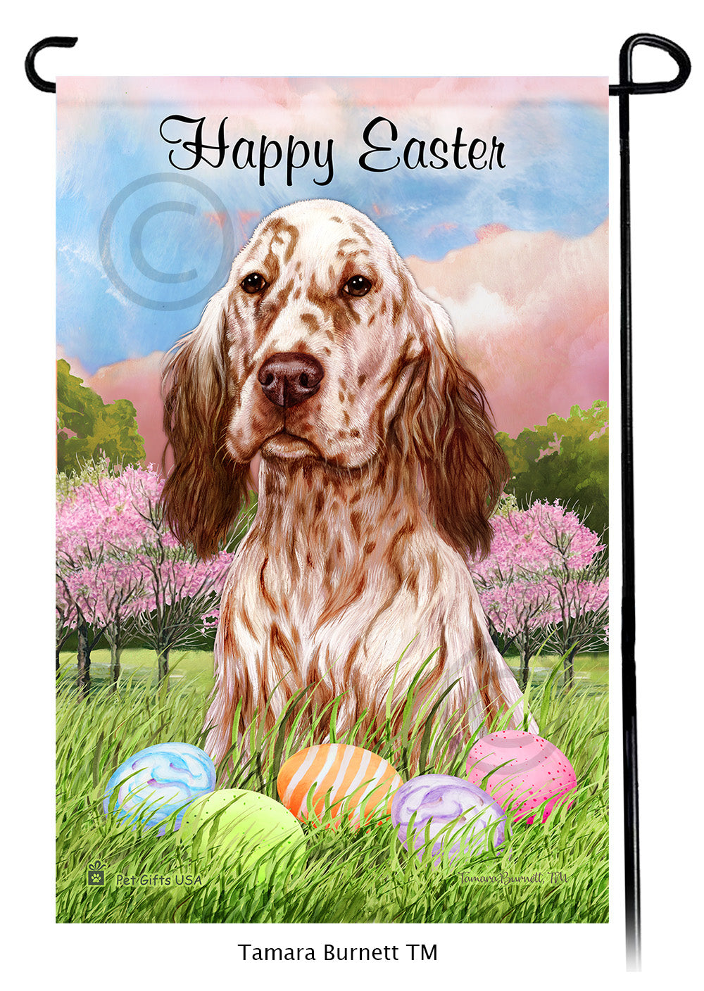 English Setter Happy Easter - Garden Flag