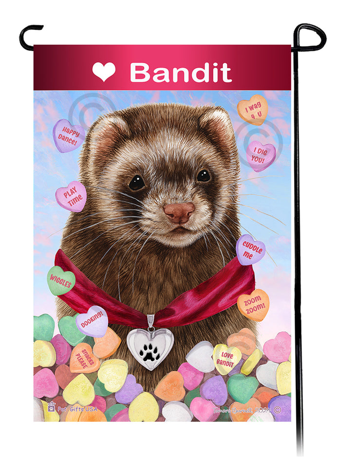 Chocolate Sable Ferret Valentine Sweetheart Garden Flags