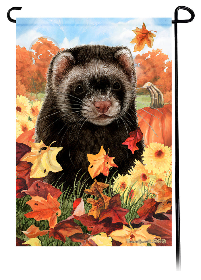 Ferret Falling Leaves Garden Flags