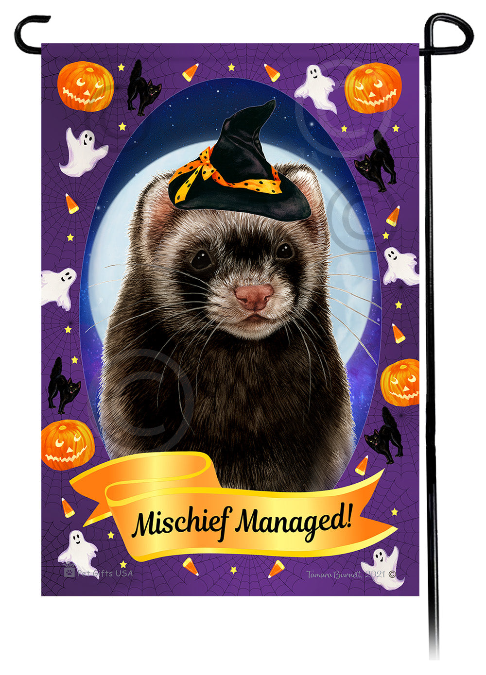 Ferret Halloween Howls Garden Flags