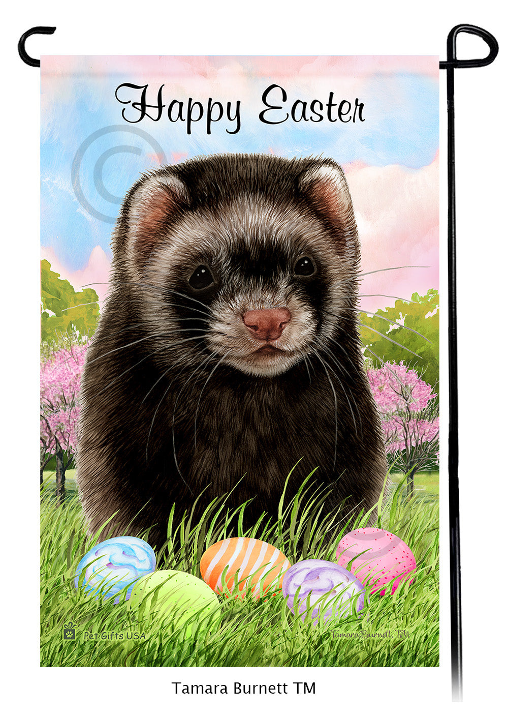 Black Sable Ferret Happy Easter Garden Flags