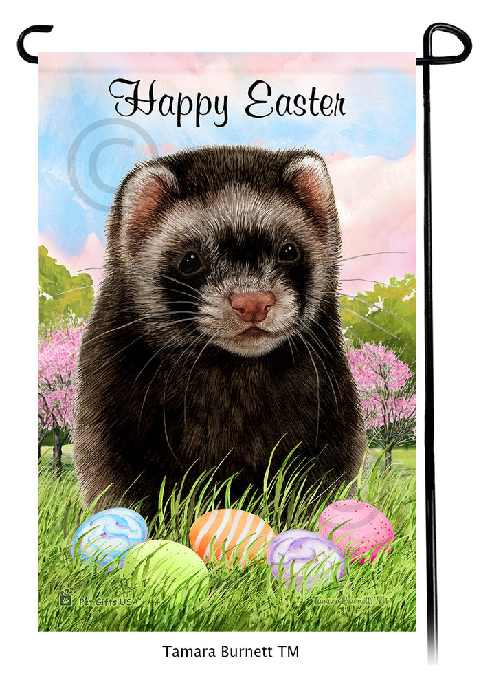 Black Sable Ferret Happy Easter Garden Flags