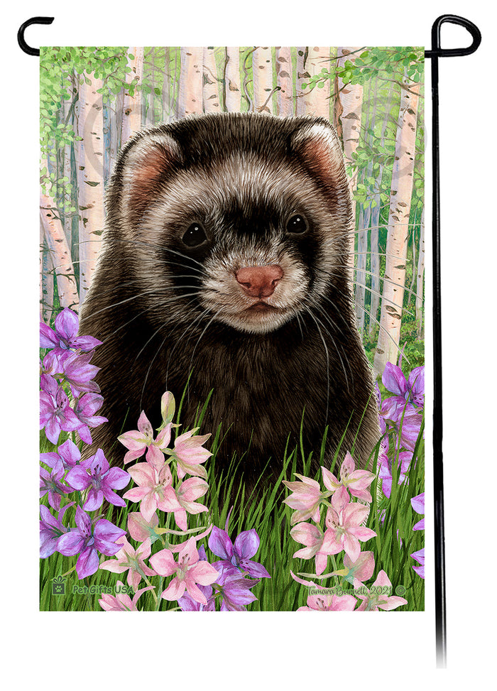 Black Sable Mitt Ferret Spring Flowers Garden Flags