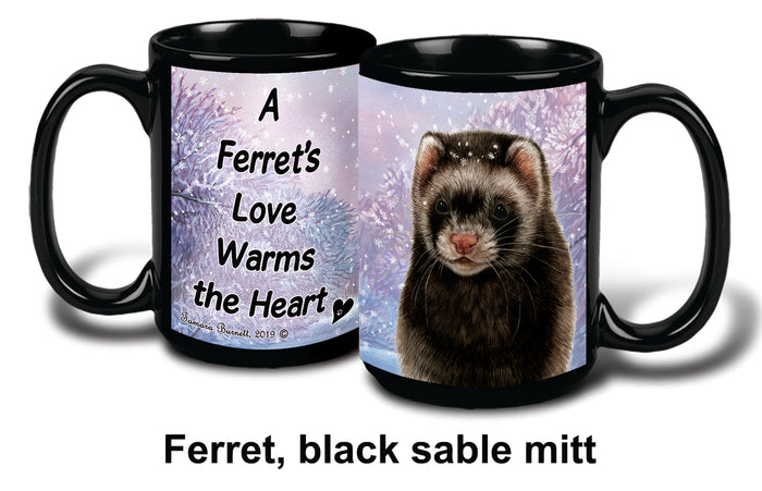 Ferret Black Sable Winter Mug 15 oz