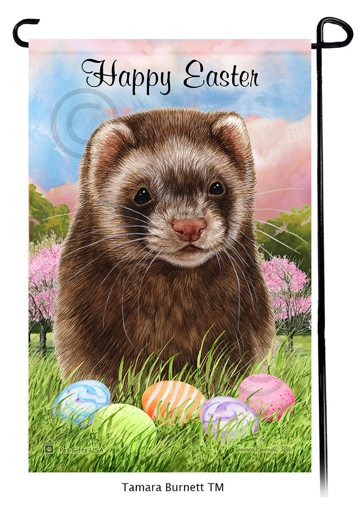 Chocolate Sable Ferret Happy Easter Garden Flags