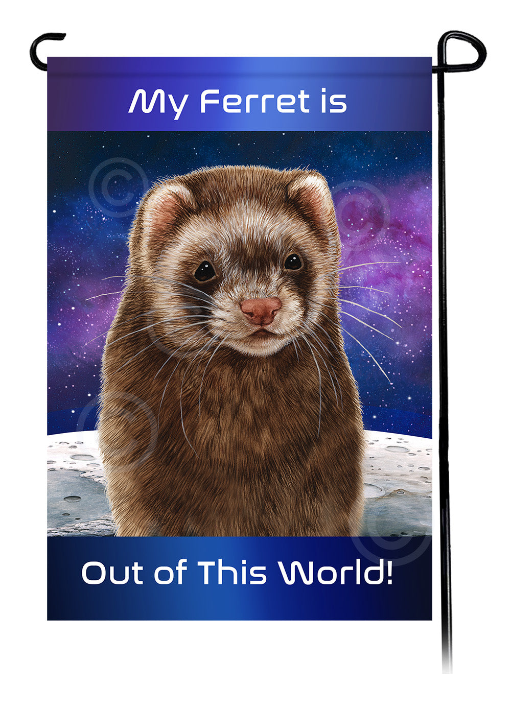 Black Sable Mitt Ferret Out Of This World - Garden Flag