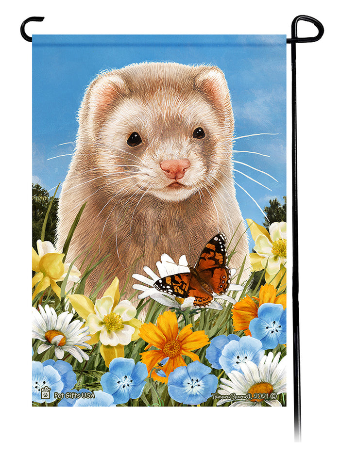Cinnamon Ferret Summer Flowers Garden Flags