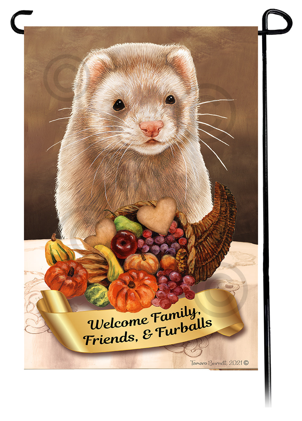 Cinnamon Ferret Thanksgiving Garden Flags