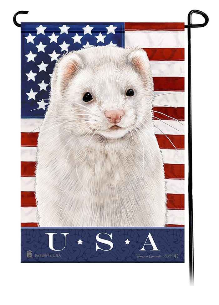 Dark Eyed White Ferret True Blue Garden Flags
