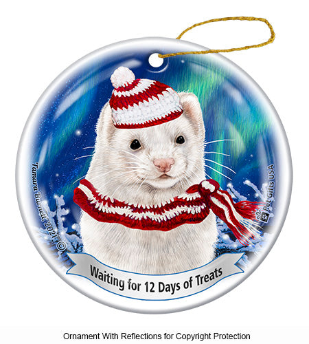 Ferret Dark Eyed White Ornament