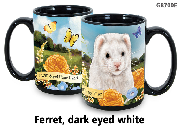 Ferret Dark-Eyed White - Garden Party Fun Mug 15 oz