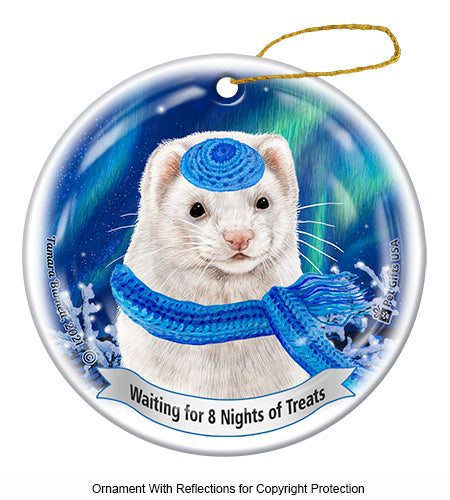 Ferret Dark Eyed White Ornament