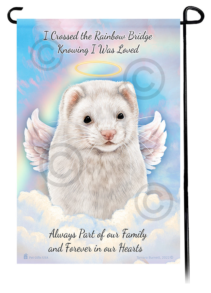 Dark Eyed White Ferret Memorial Garden Flags
