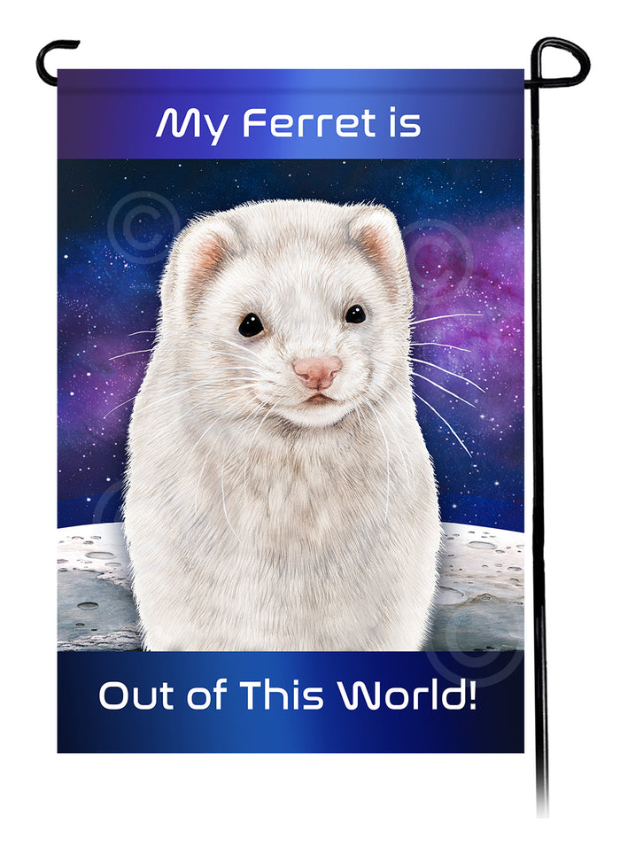Dark Eyed White Ferret Out Of This World Garden Flags