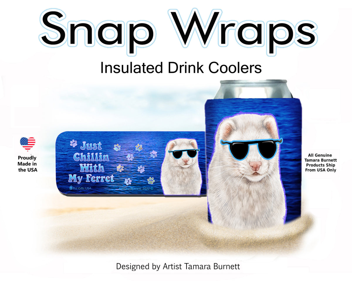 Ferret Dark Eye White Snap Wrap Cozy