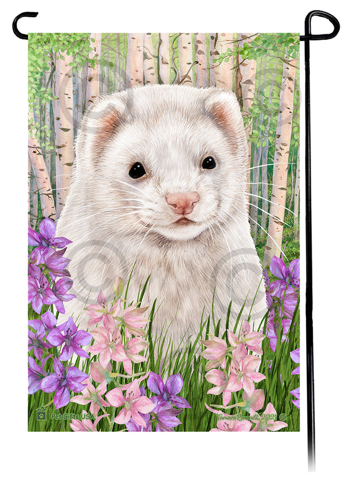 Dark Eyed White Ferret Spring Flowers Garden Flags