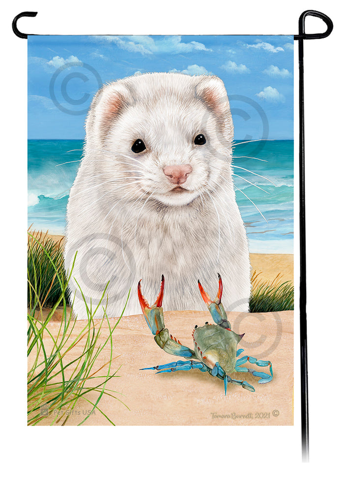 Dark Eyed White Ferret Summer Flowers Garden Flag