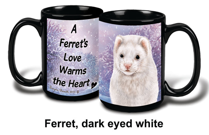 Ferret Dark Eyed White Winter Mug 15 oz