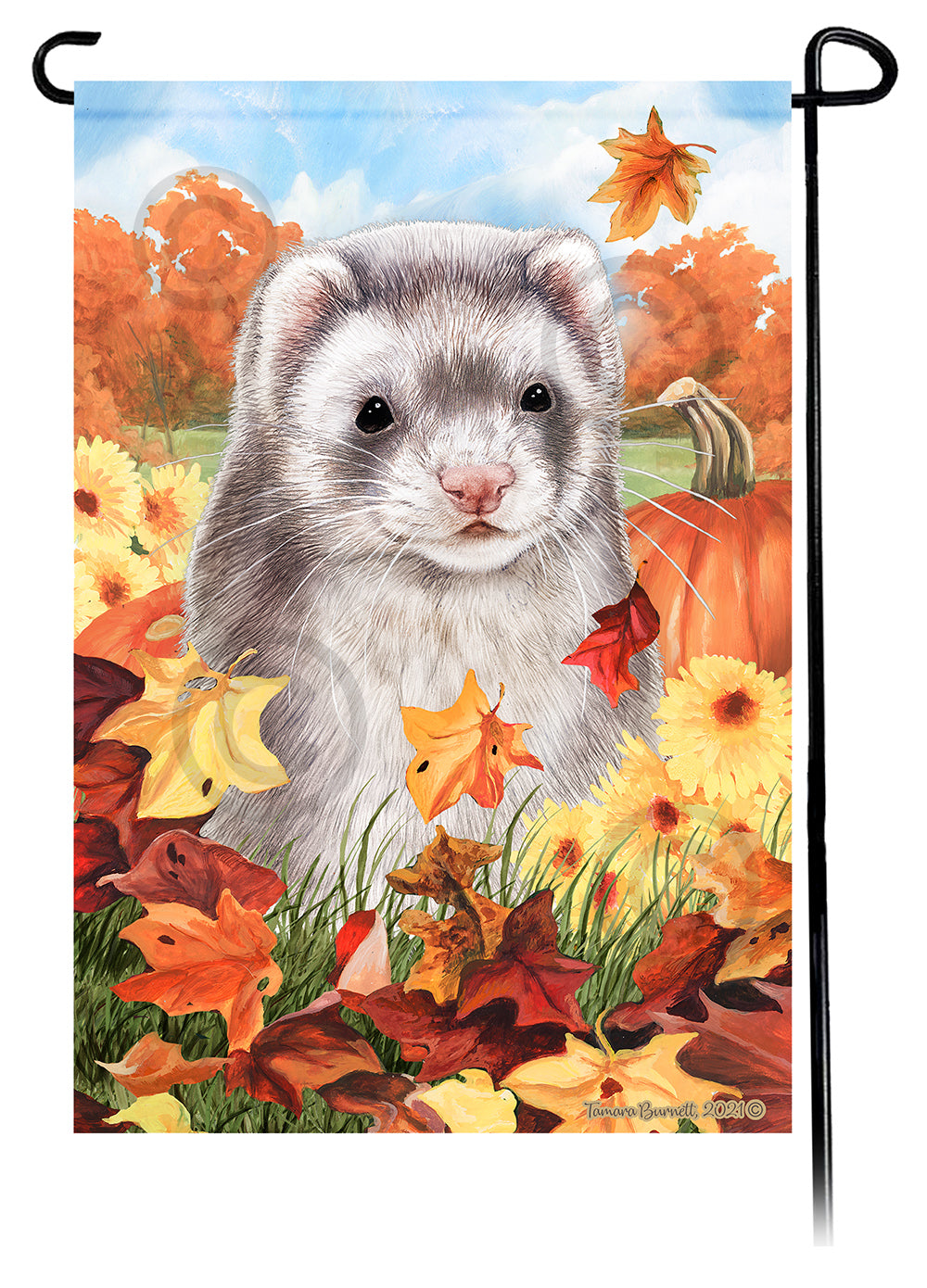 Ferret Falling Leaves - Garden Flag