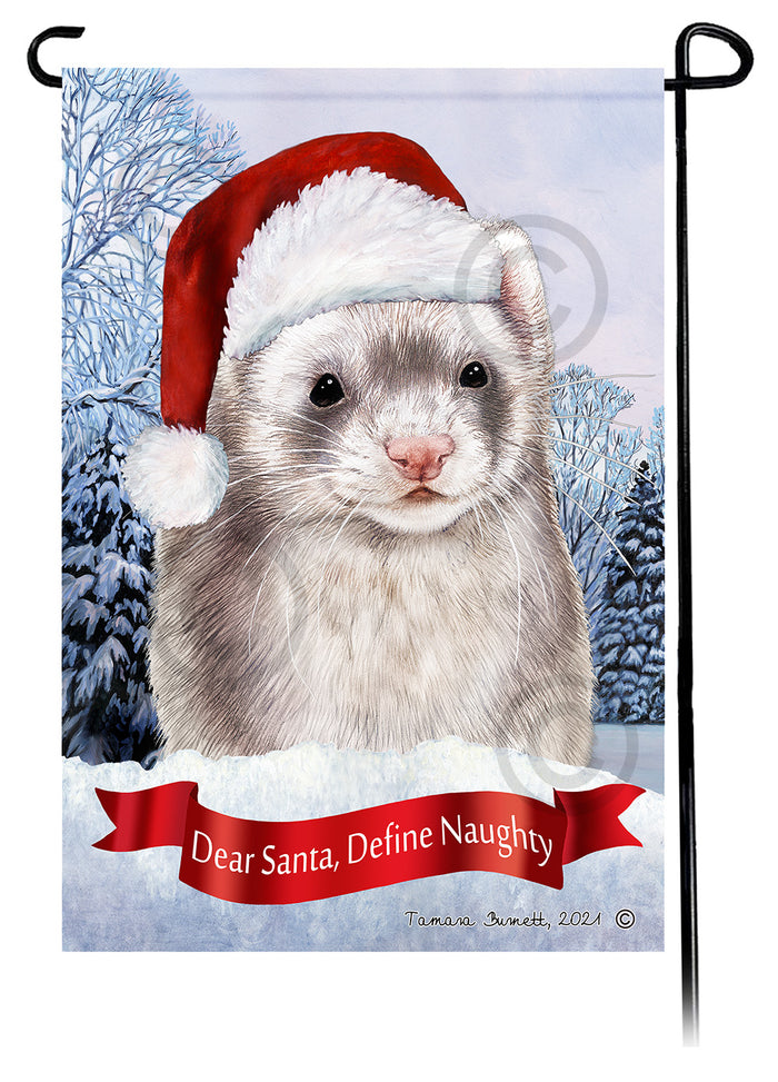 Silver Sable Ferret Dear Santa Define Naughty Garden Flags
