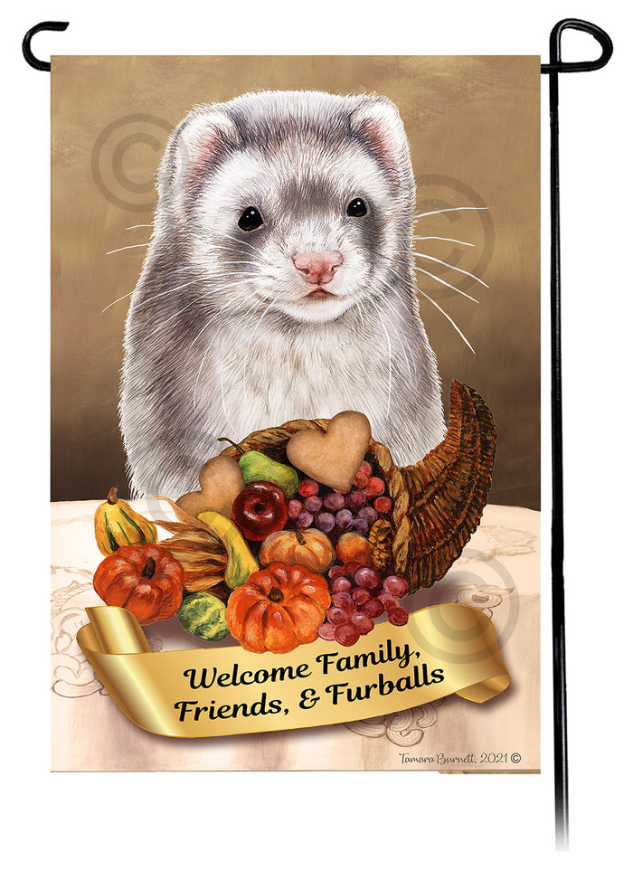 Silver Sable Ferret Thanksgiving Garden Flags