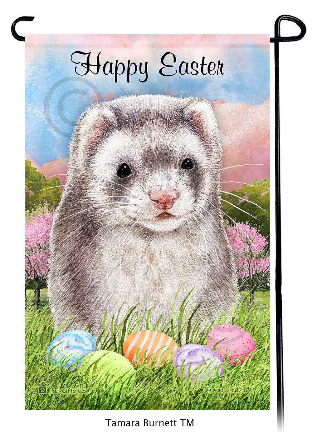 Silver Sable Ferret Happy Easter Garden Flags