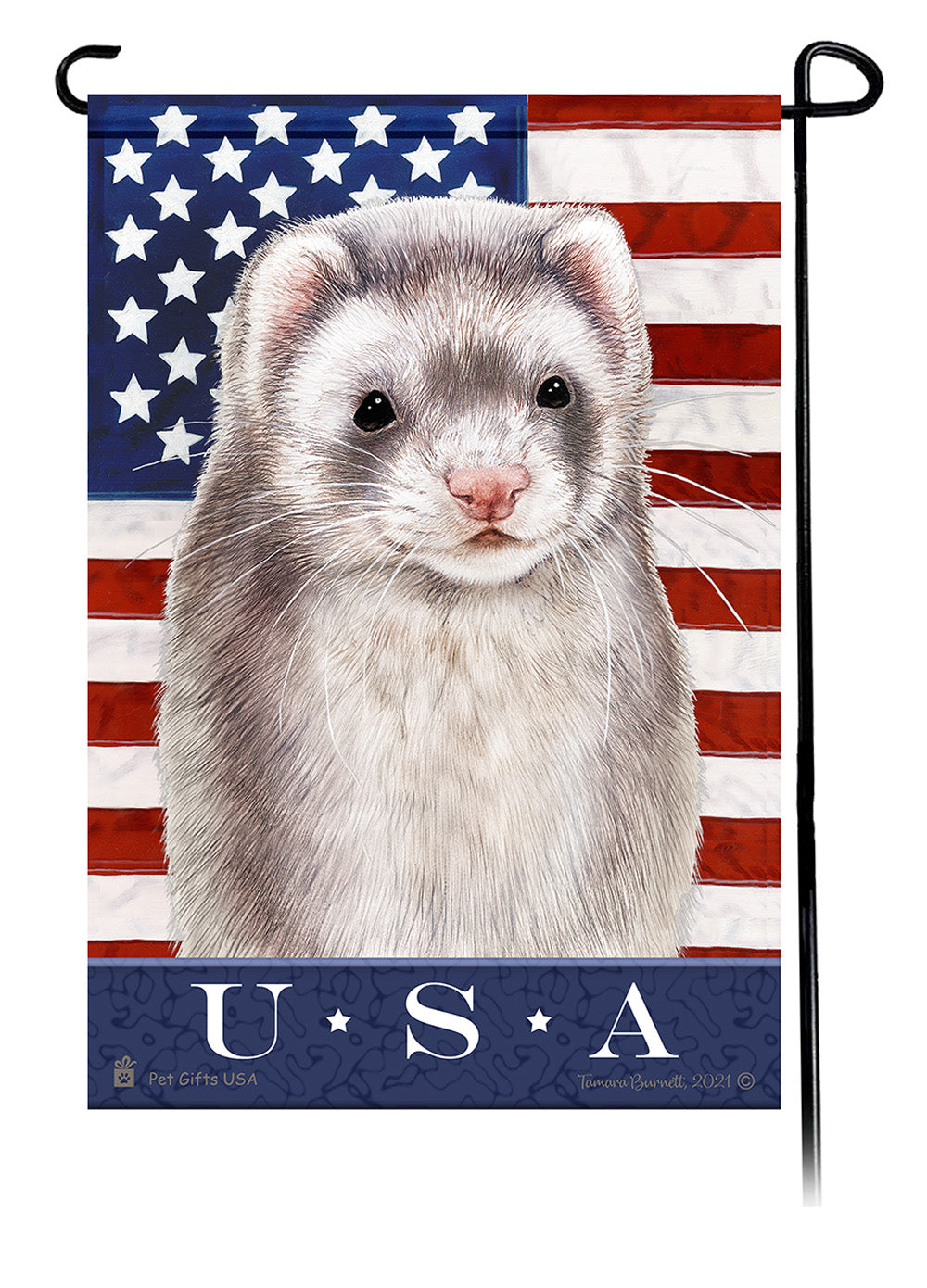 Silver Sable Ferret True Blue Garden Flags