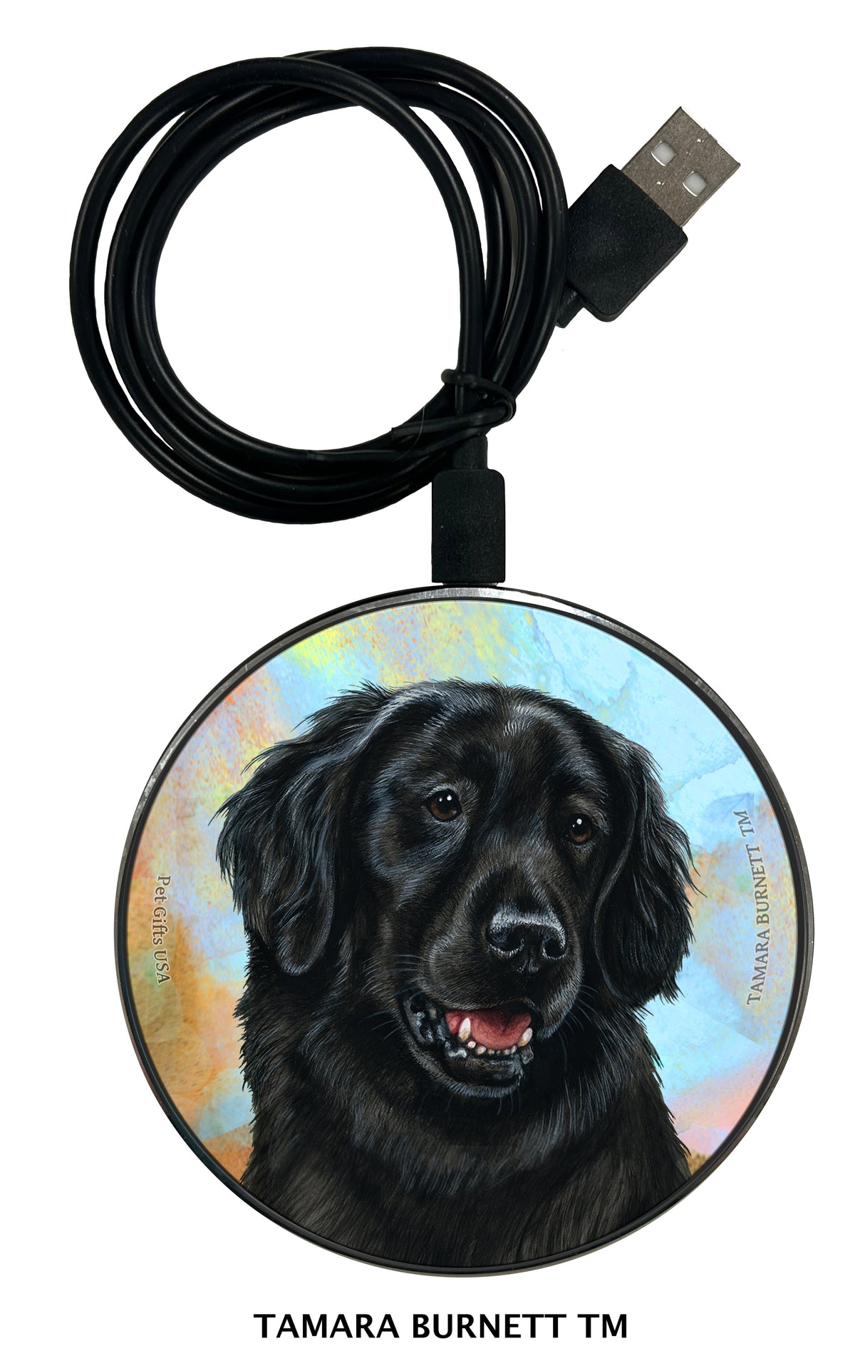 Flat Coated Retriever Black Zoomies Wireless Charger