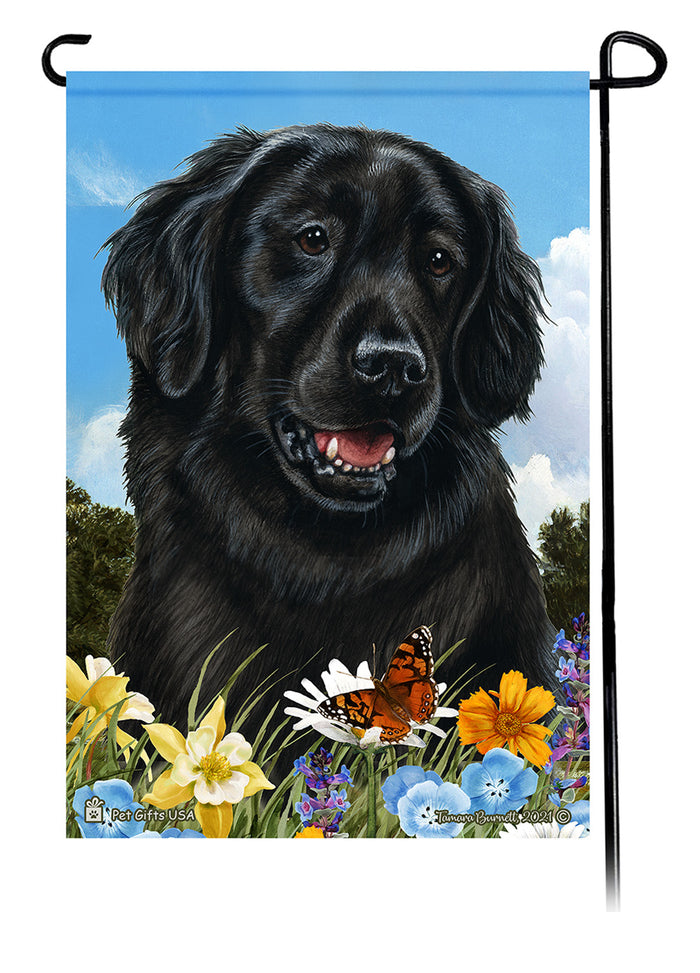 Flat Coated Retriever Summer Flowers Garden Flags