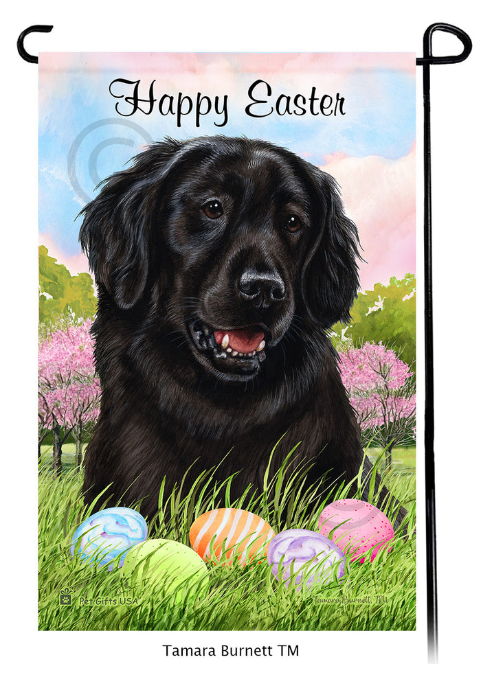 Flat Coated Retriever Happy Easter Garden Flags