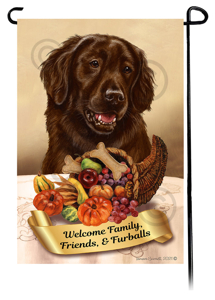 Flat Coated Retriever Thanksgiving Garden Flags