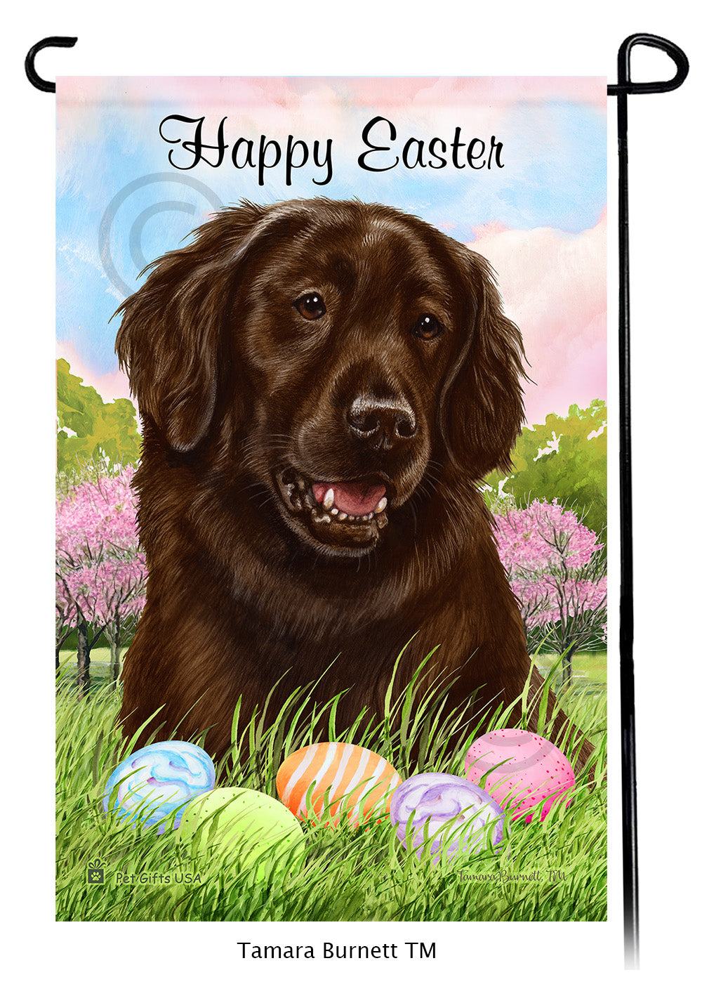 Flat Coated Retriever Happy Easter - Garden Flag