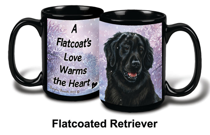 Flat Coated Retriever Black Winter Mug 15 oz