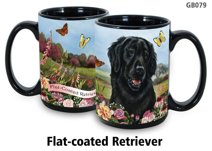 Flat Coated Retriever - Garden Party Fun Mug 15 oz