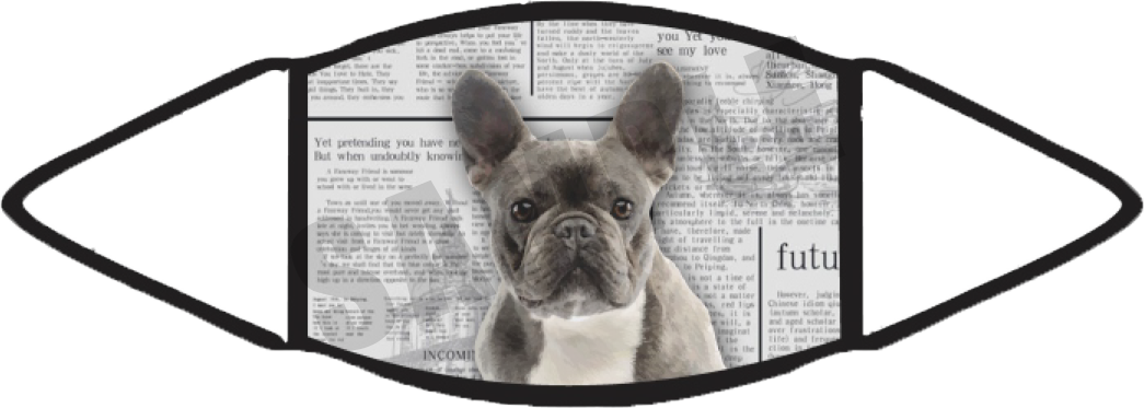 Frenchie Black (Newspaper) Face Mask