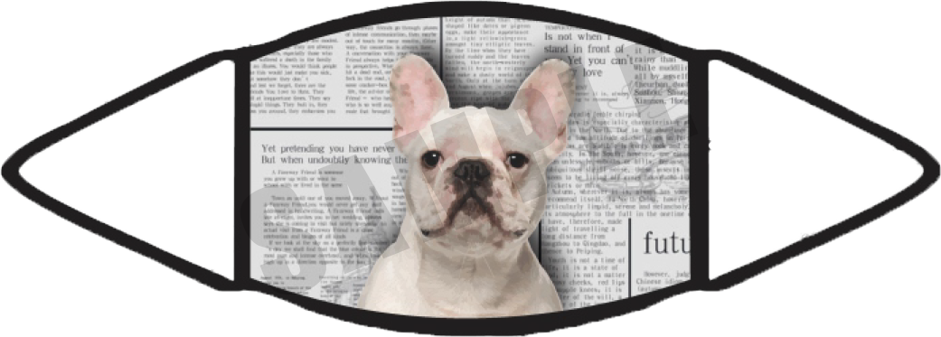 Frenchie White (Newspaper) Face Mask