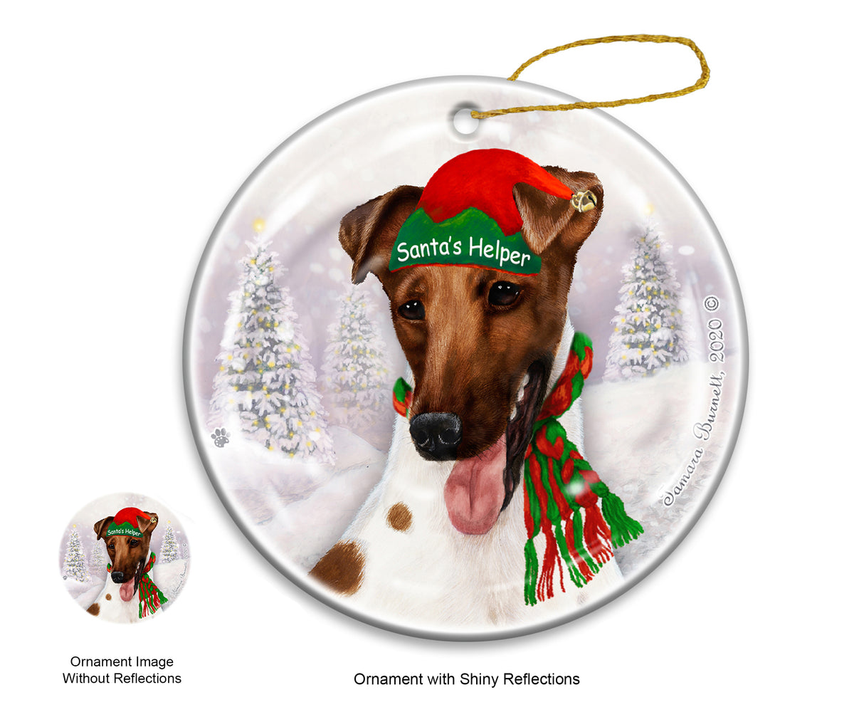 Fox Terrier Brown and White Ornament