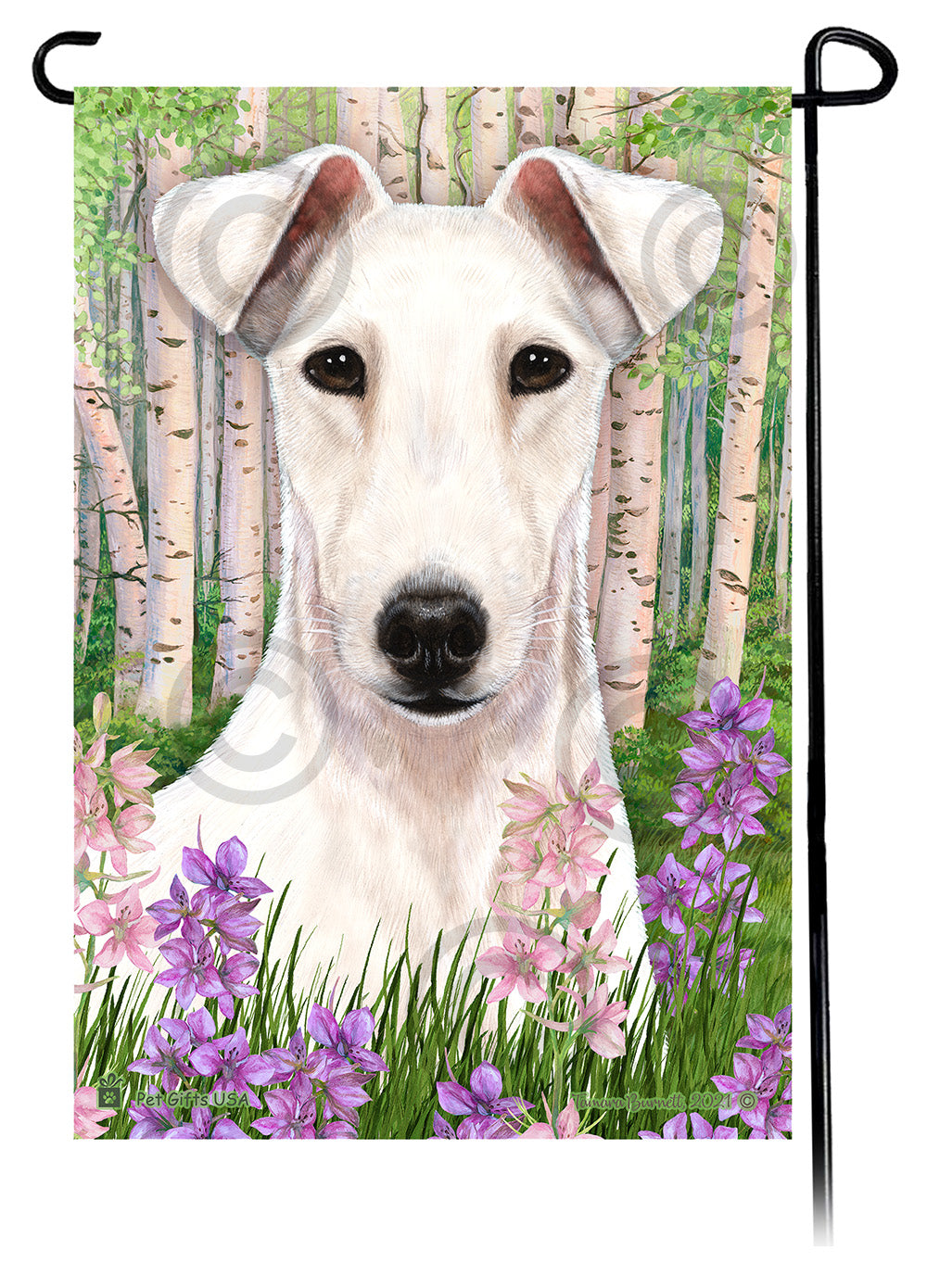 Fox Terrier Spring Flowers - Garden Flag