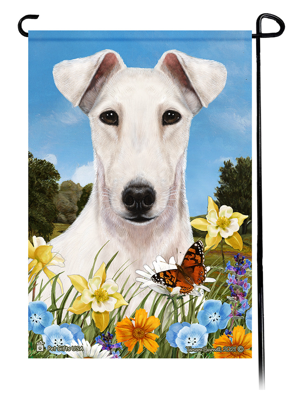 Fox Terrier Summer Flowers - Garden Flag