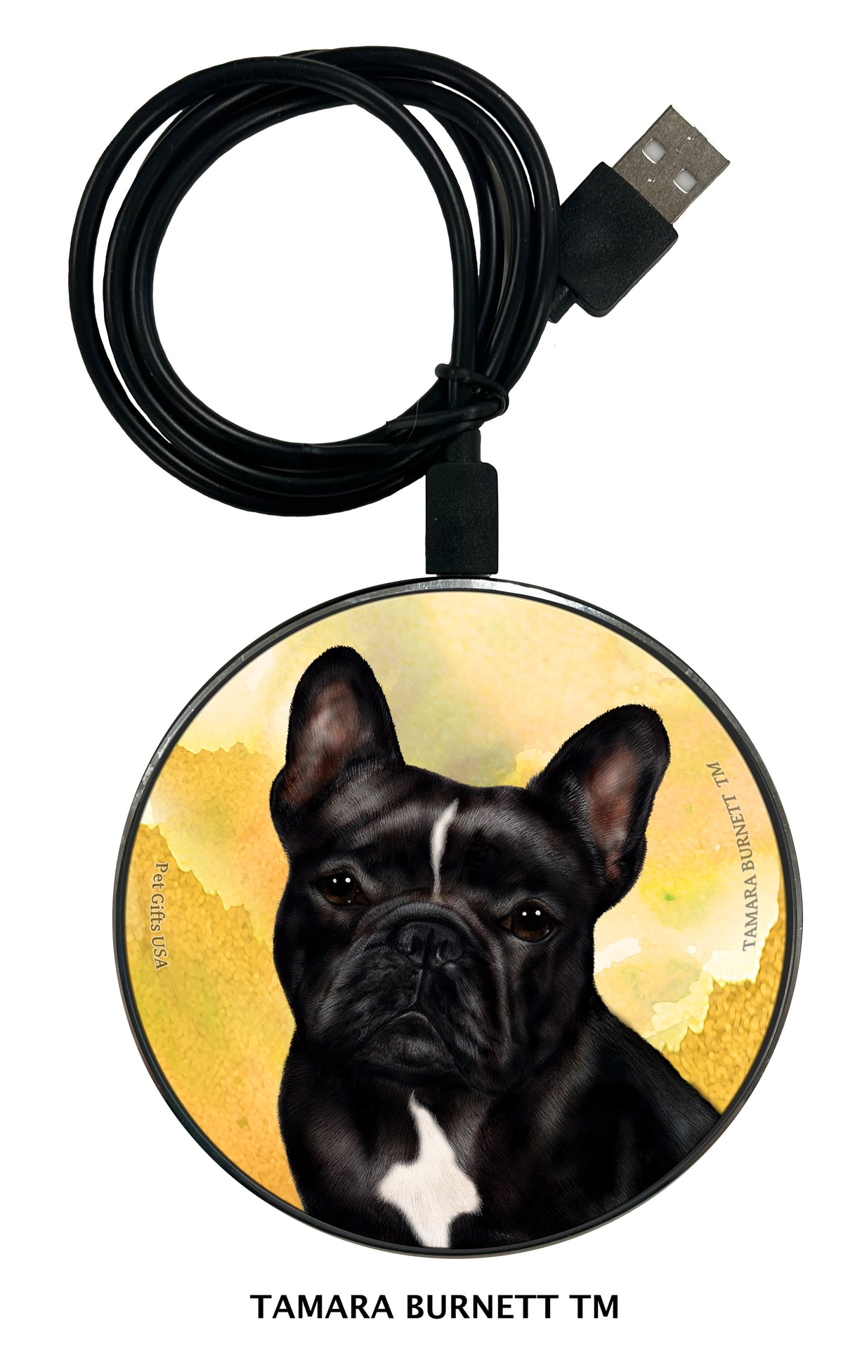 French Bulldog Black and White Zoomies Wireless Charger